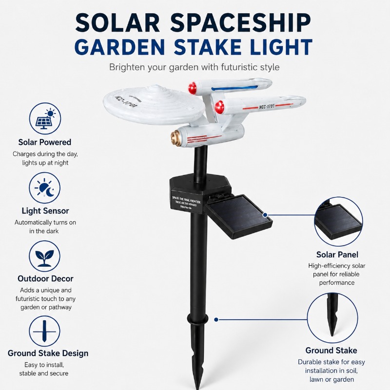 Outdoor Power Outlet Solar - Lampa ogrodowa Star Trek USS Enterprise