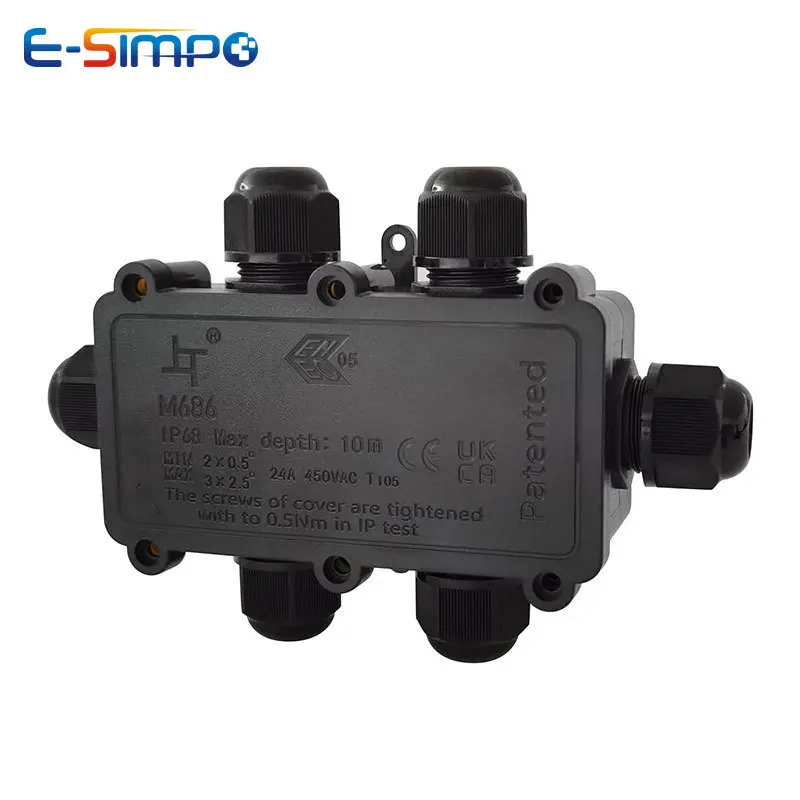 Outdoor Power Cable Junction Box - 6Way 1IN5Out IP68 podwodny przewód zasilający