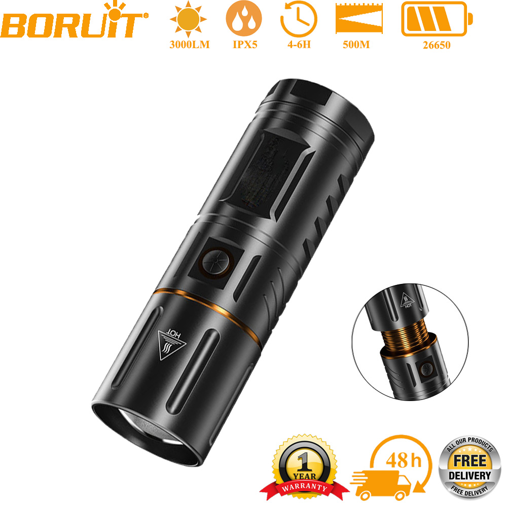 Outdoor Power Bank - BORUiT Ultra Jasna Latarka LED 3000LM
