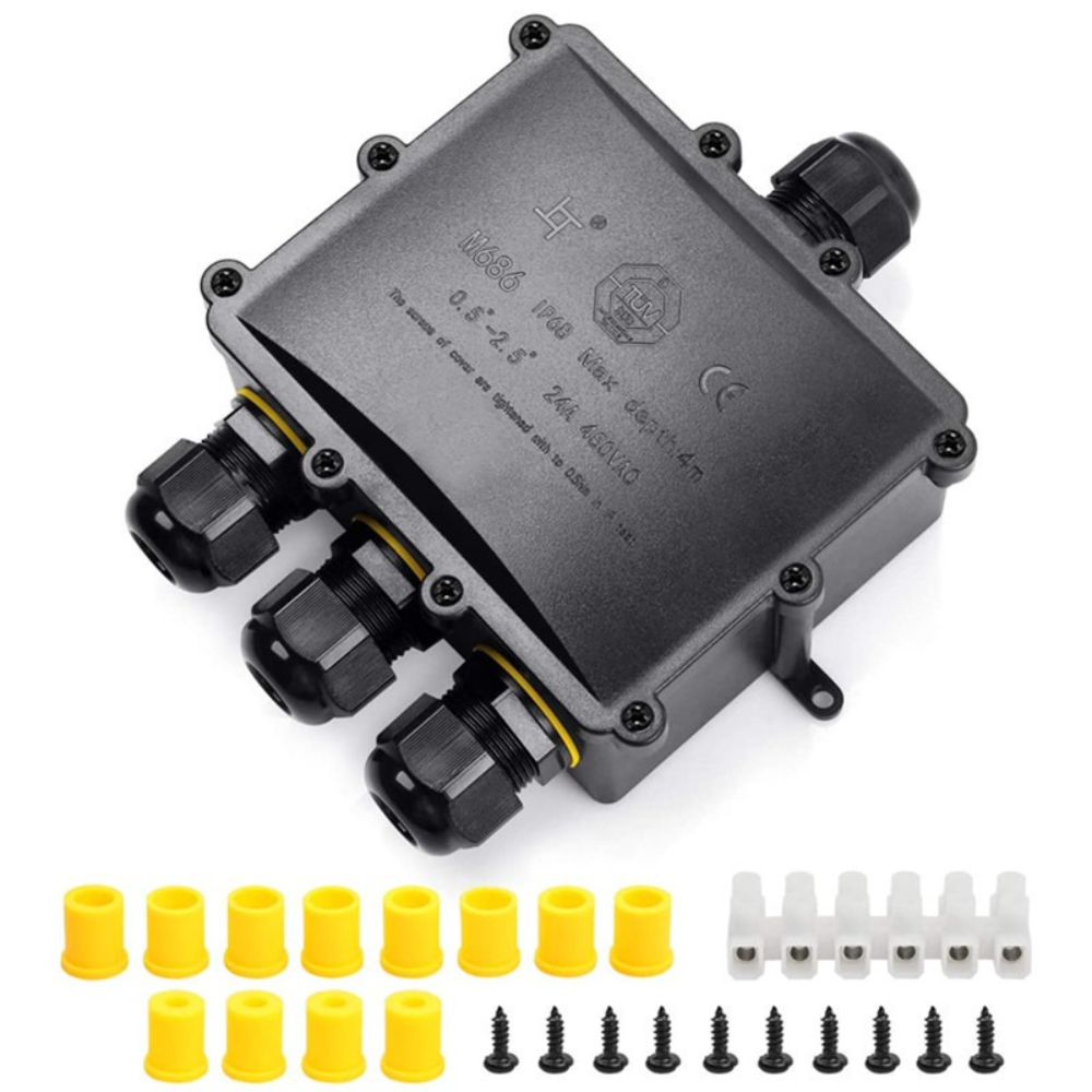 4Way 1In3Out IP68 Wodoodporny  – Outdoor Power Cable Junction Box recenzja i cena