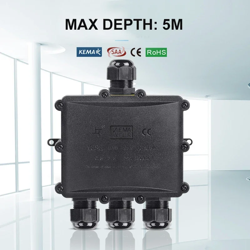 4Way 1In3Out IP68 Wodoodporny  – Outdoor Power Cable Junction Box recenzja i cena