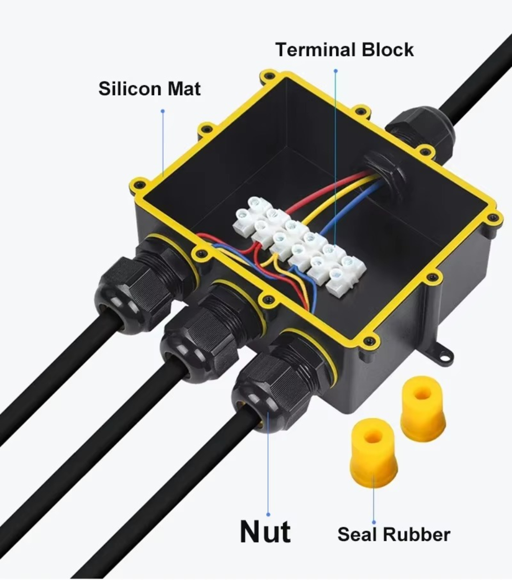 4Way 1In3Out IP68 Wodoodporny  – Outdoor Power Cable Junction Box recenzja i cena
