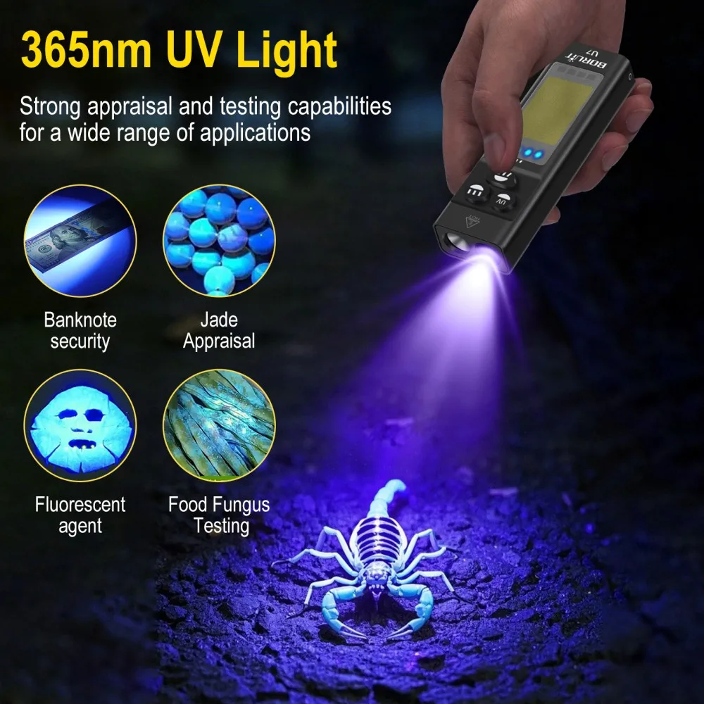 Latarka EDC BORUiT U7 UV LED 1 – Outdoor Power Bank recenzja i cena