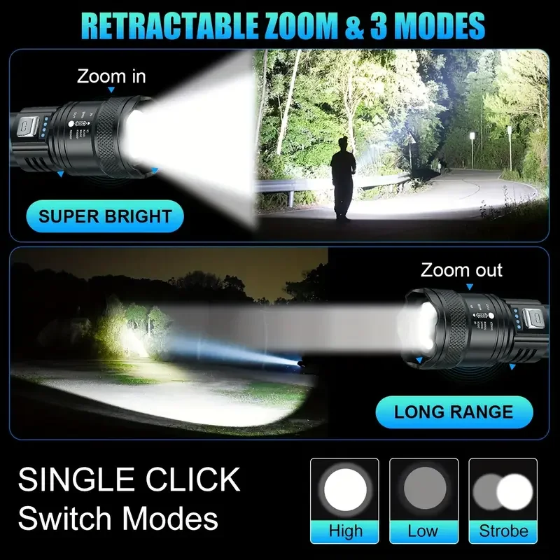 Latarka taktyczna LED 2000LM,  – Outdoor Power Bank recenzja i cena